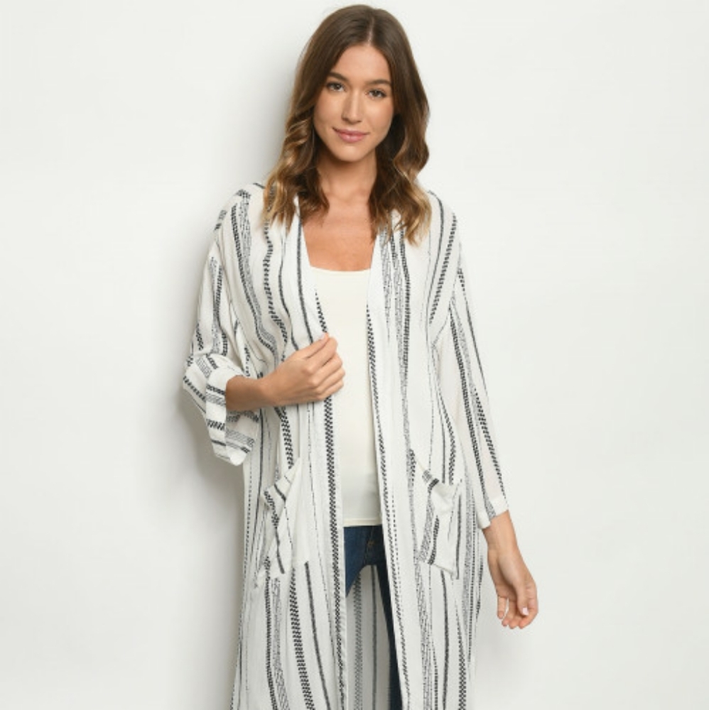 SALE!🔥LAST 3! Lightweight Striped Duster Cardigan